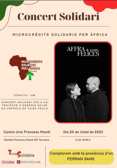 Concert Solidari 2025 de Microcrèdits Solidaris per lÀfrica, per un projecte d'energia solar en un poble de Taiba Peulh
