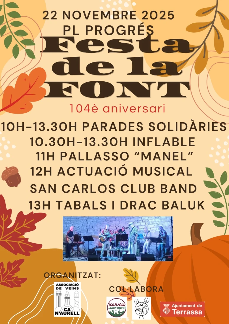 Paradeta solidària a la Festa de la Font amb l’AAVV de Ca n’Aurell. Barri, comunitat i cooperació.